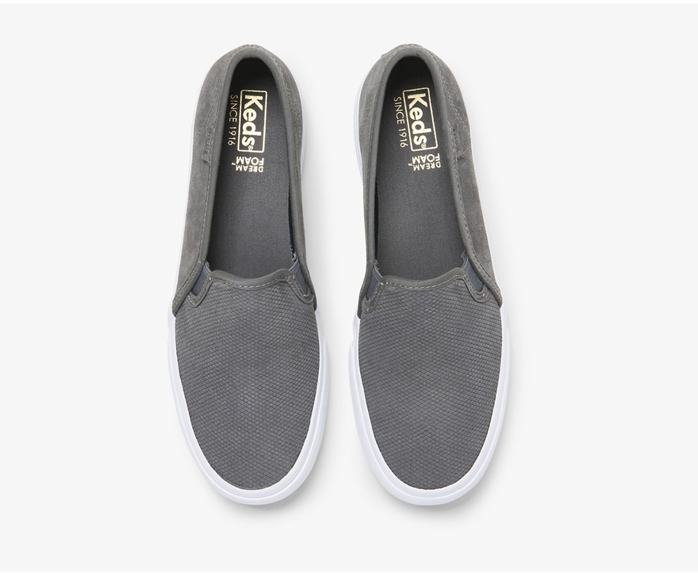 Keds Womens Slip Ons Grey - Double Decker Suede - 154PCGSKA